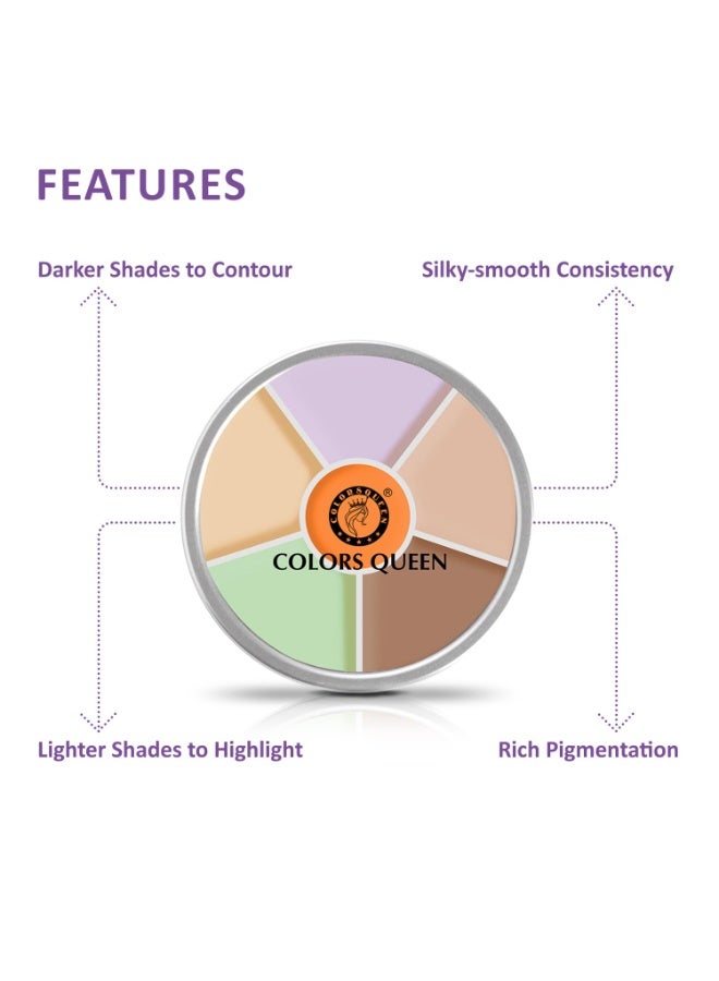 Colors Queen Light Weight Multi-Purpose Matte Concealer Color Corrector Palette | Creamy Matte Finish, Easy to Blend Hydrating Formula | Long Lasting & Waterproof Concealer for Face Makeup (02) - Image 3